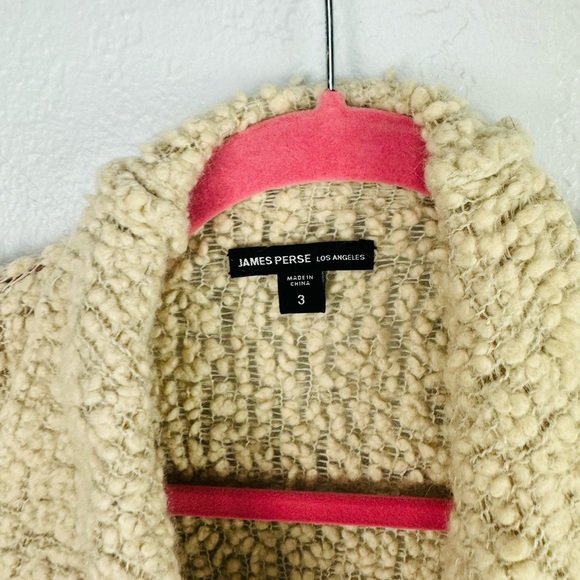 James Perse Open Drape Cotton Sherpa Textured Cardigan - Picture 3 of 8